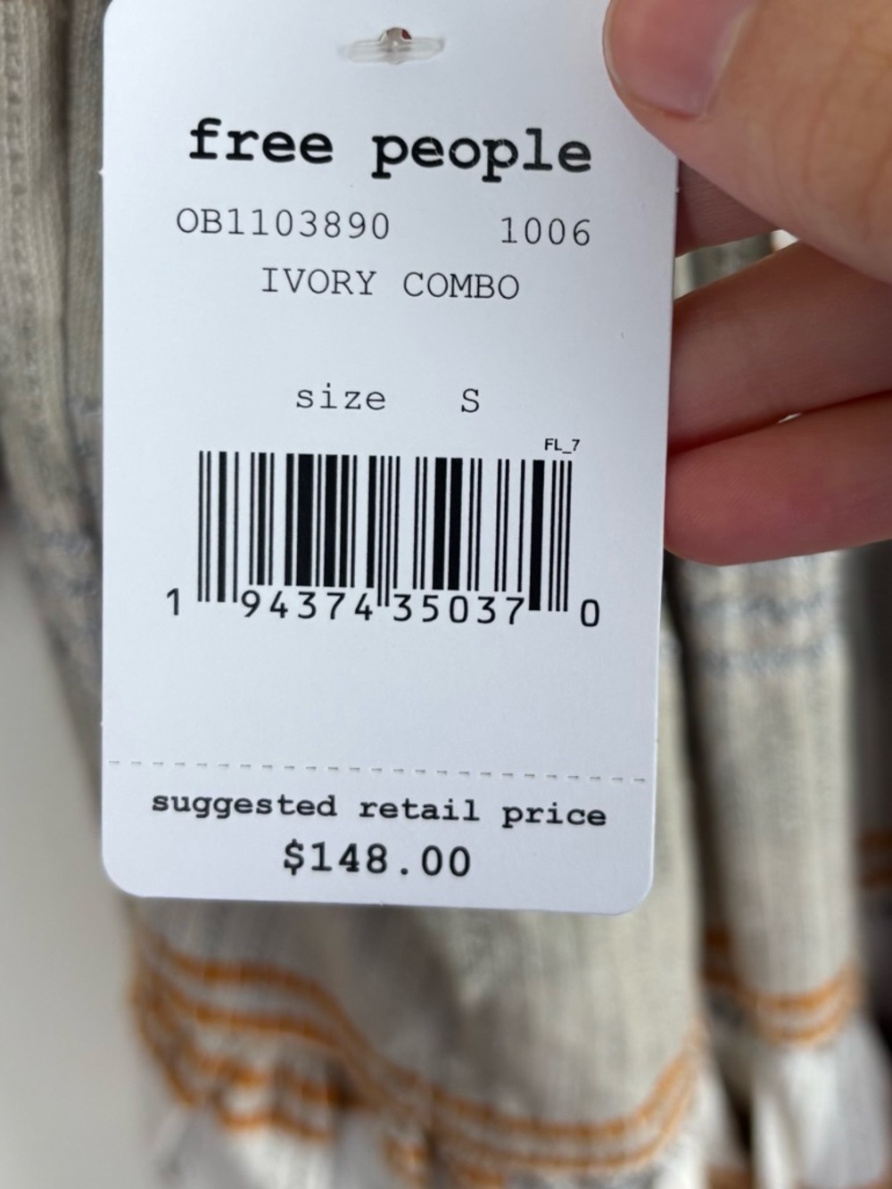 Free People Cozy Striped Peasant Mini Dress Size S Open Back Ivory Combo NWT - Picture 9 of 12